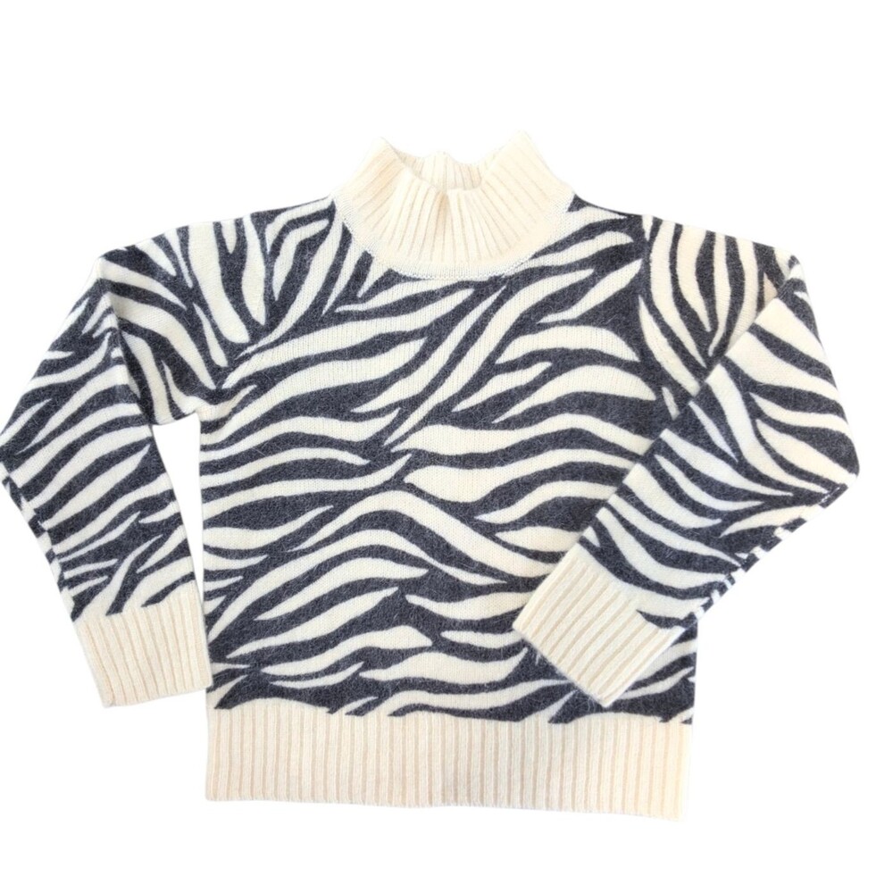 Vintage Deadstock Gymboree Mod Zebra Angora Sweater Size 5 White Black B2 School